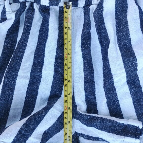 Linen cotton shorts navy blue and white stripes size 16W - Picture 9 of 15